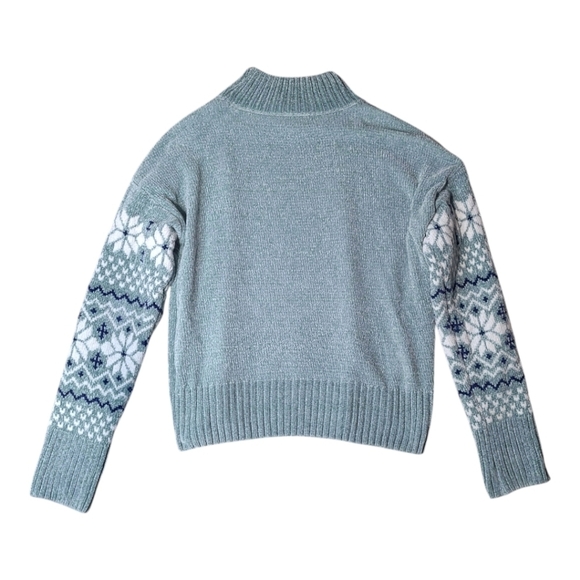 Christian Siriano Mock Neck Snowflake Sweater Green Blue Size Small - Picture 2 of 10